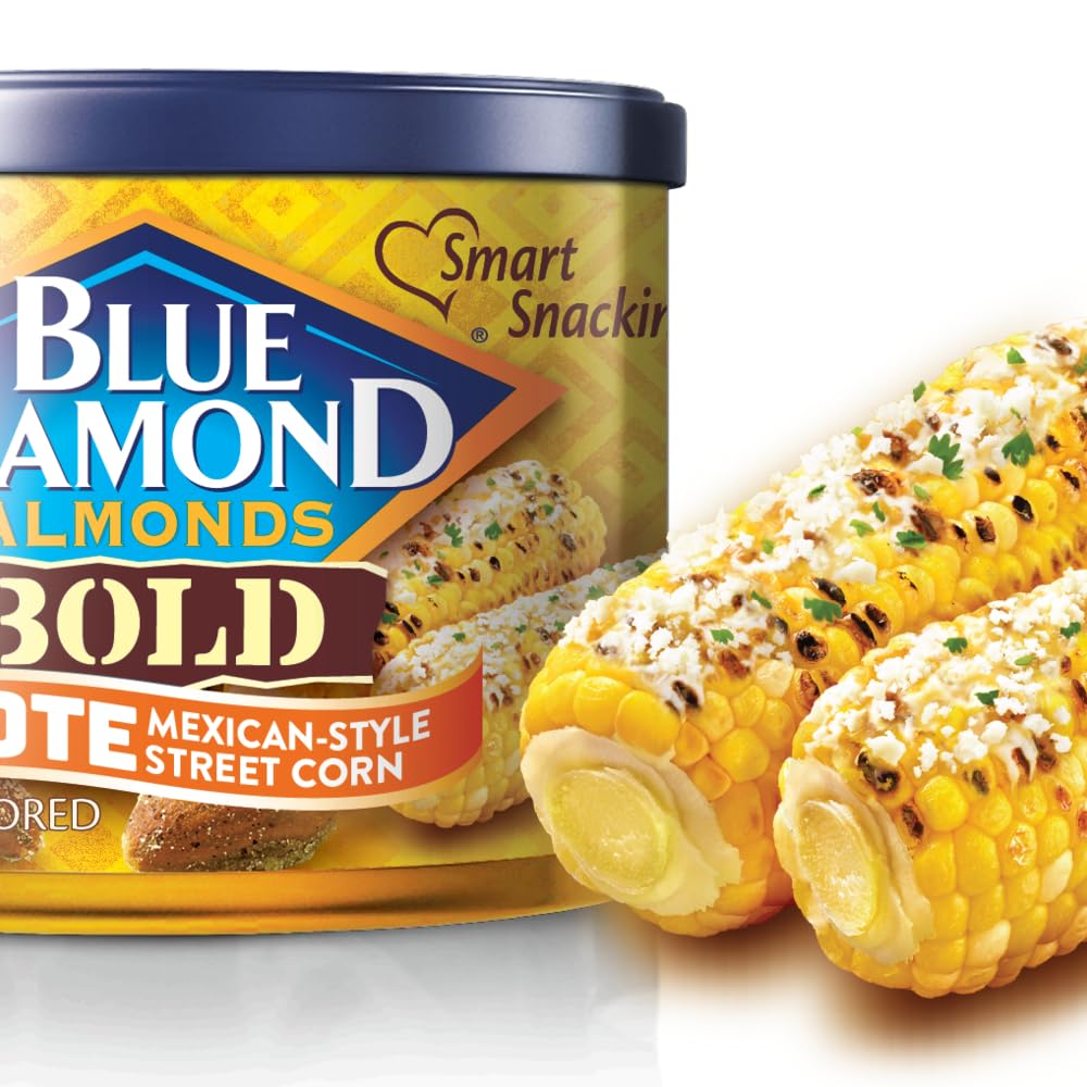 Blue Diamond Elote almonds in a bowl show ready-to-snack appeal and fiber.