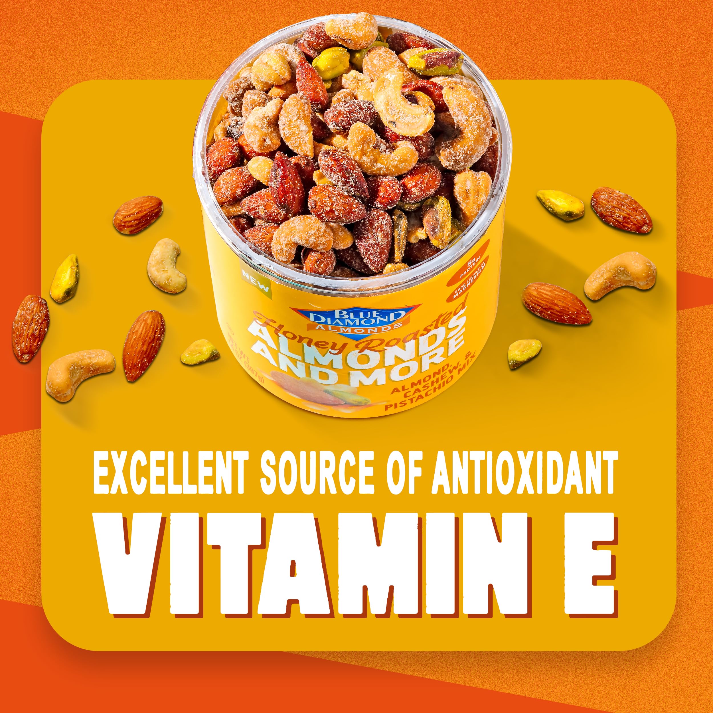 Blue Diamond mixed nuts ready for lunchboxes, convenient school snack.