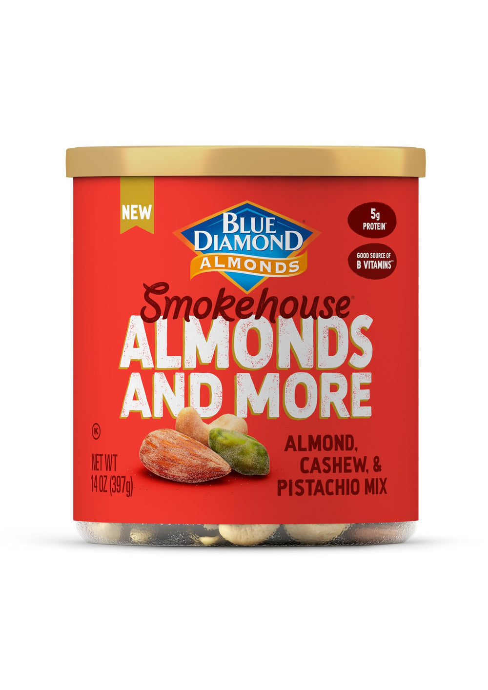 Blue Diamond Smokehouse almonds can front, smoky crunch ideal for on-the-go snacks.