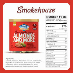 Blue Diamond Smokehouse nuts can side, rich flavor perfect for trail mix.