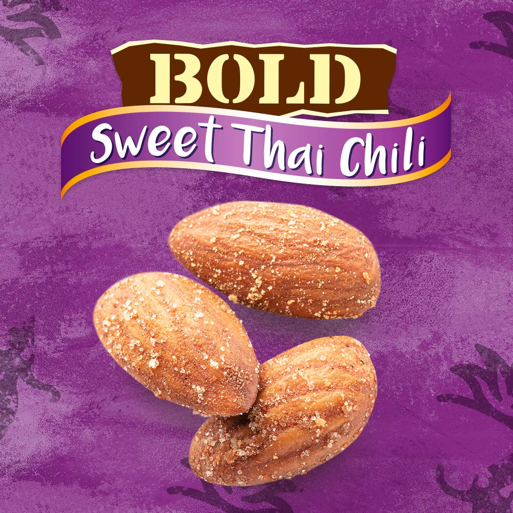 Blue Diamond Sweet Thai Chili almonds in a resealable container for freshness on the go.