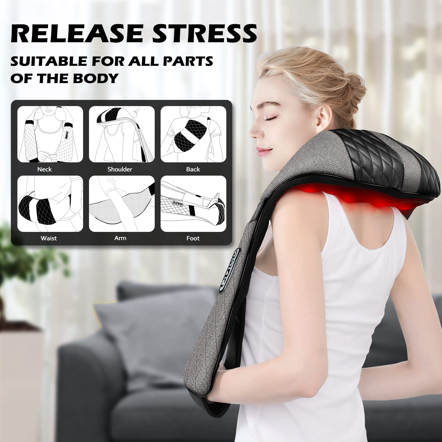 Blue Elf neck-shoulder massager with heat for soothing stiffness and comfort.