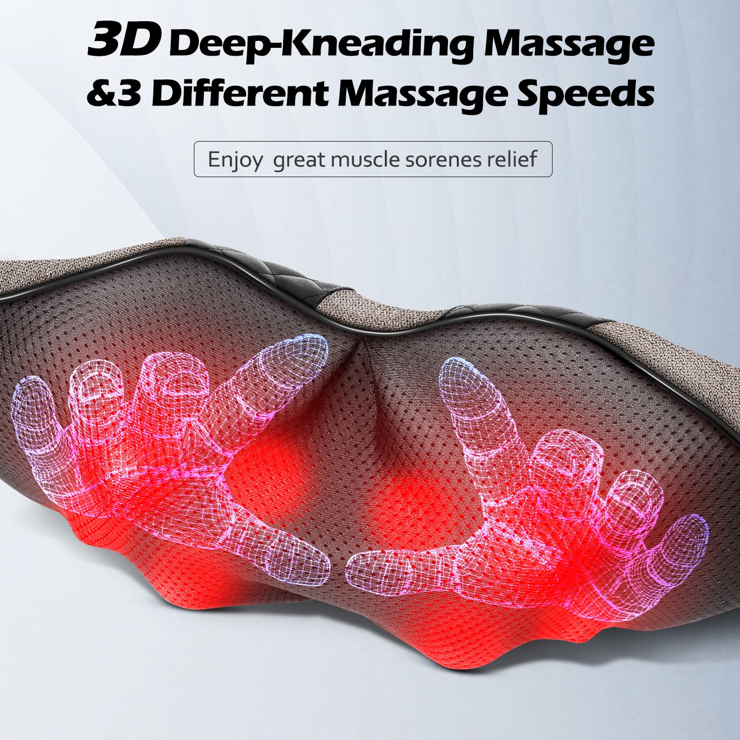 Blue Elf portable massage pillow for office or car use.