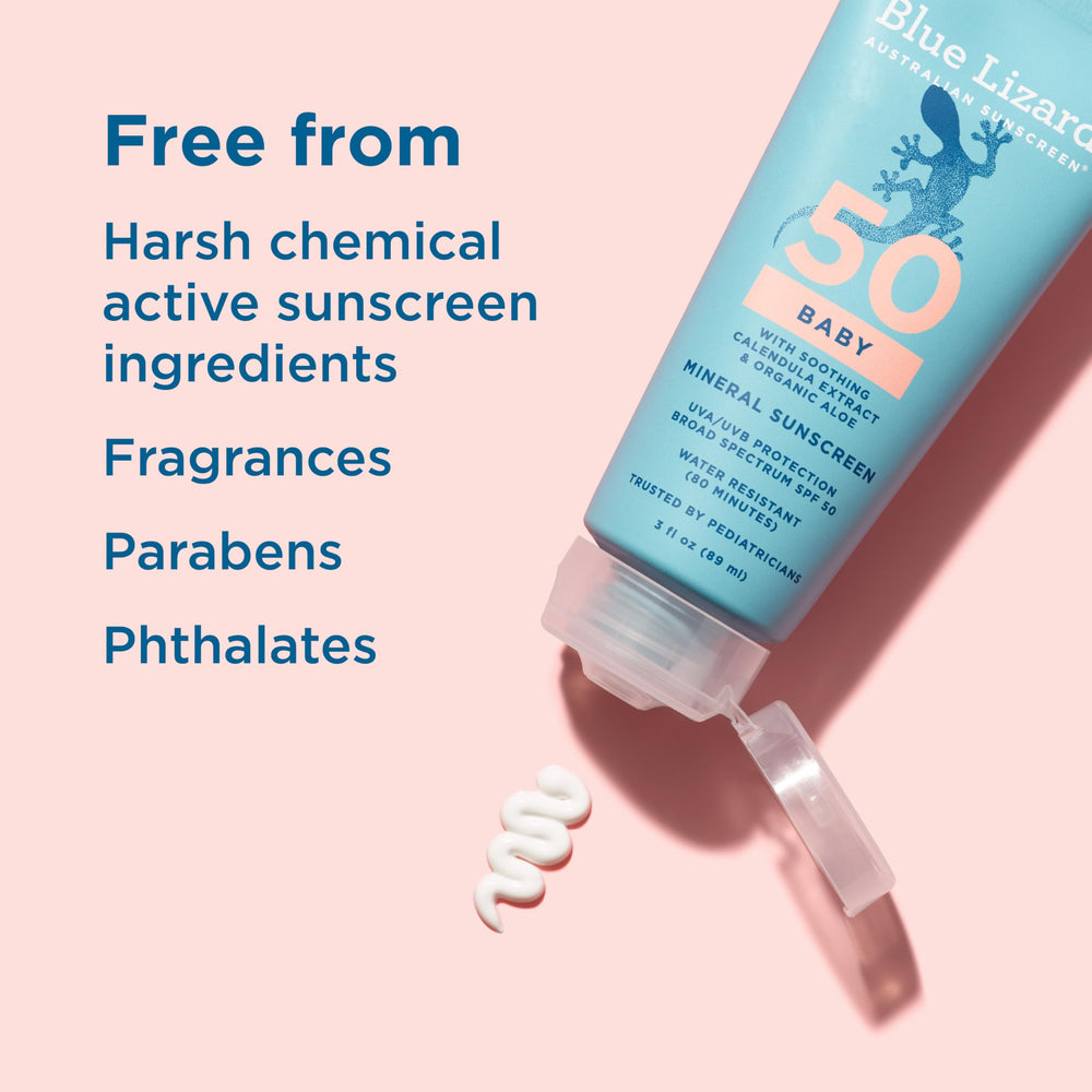80-minute water resistance icon on Blue Lizard sunscreen tube