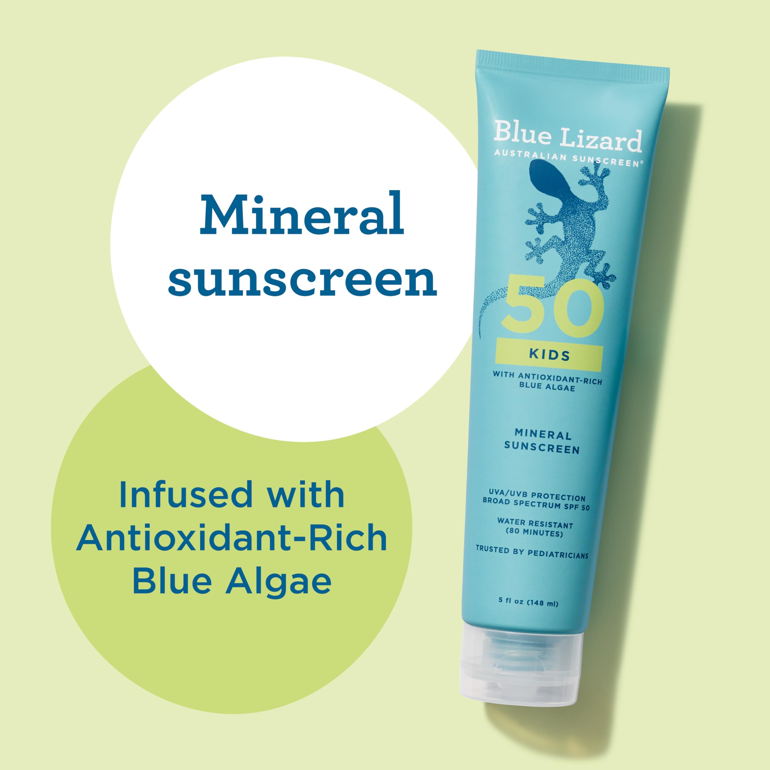 Blue Lizard Kids Mineral SPF 50 bottle after towel drying post-swim.