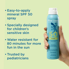 Blue Lizard Kids Mineral Sunscreen Spray rubbed in for a clear finish.