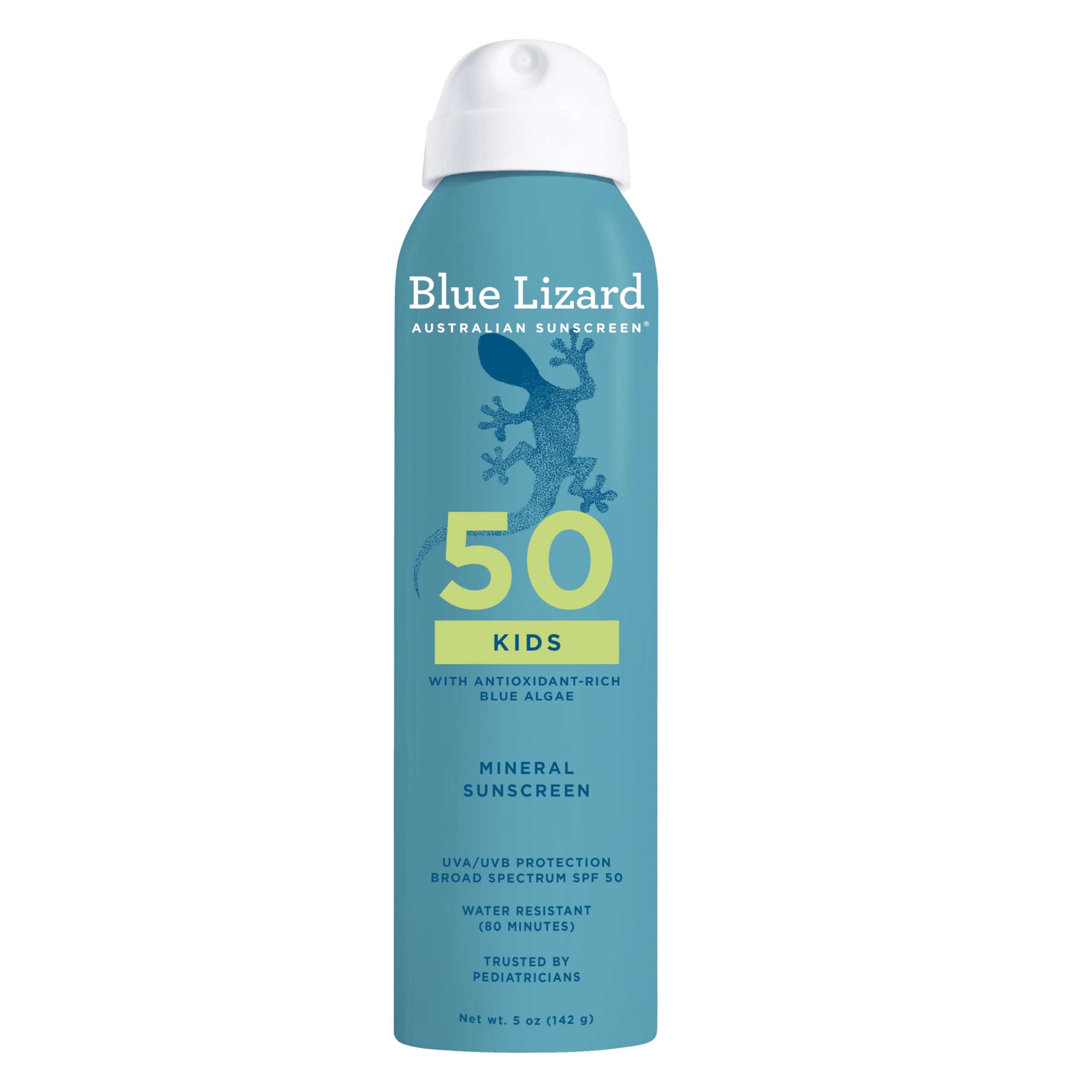 Blue Lizard Kids Mineral Sunscreen Spray bottle for outdoor protection.