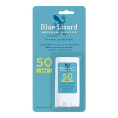 Blue Lizard Kids Mineral Sunscreen Stick front view shows easy glide for kids