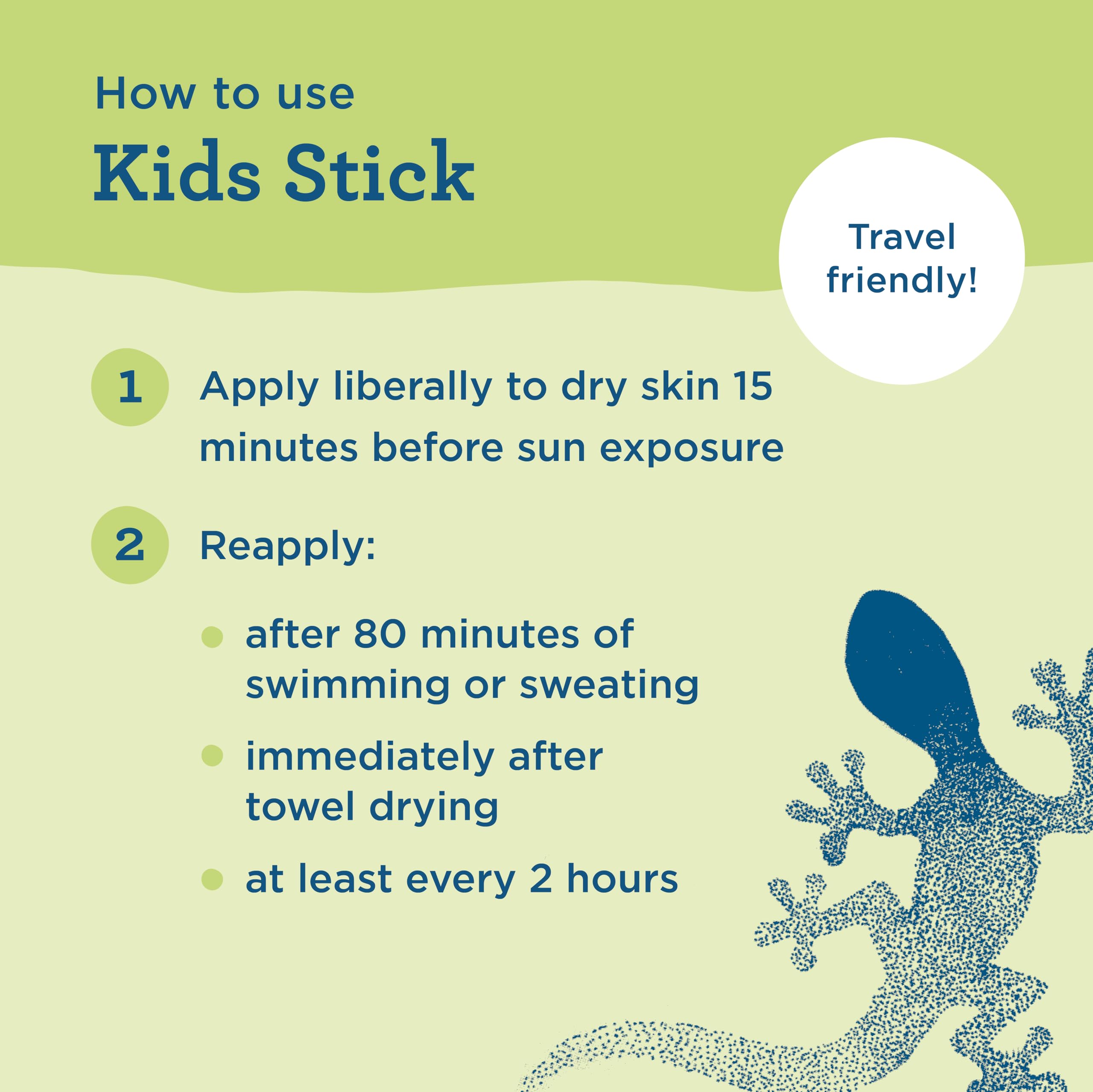 Blue Lizard Kids Mineral Sunscreen Stick label detail emphasizes reef friendly formula