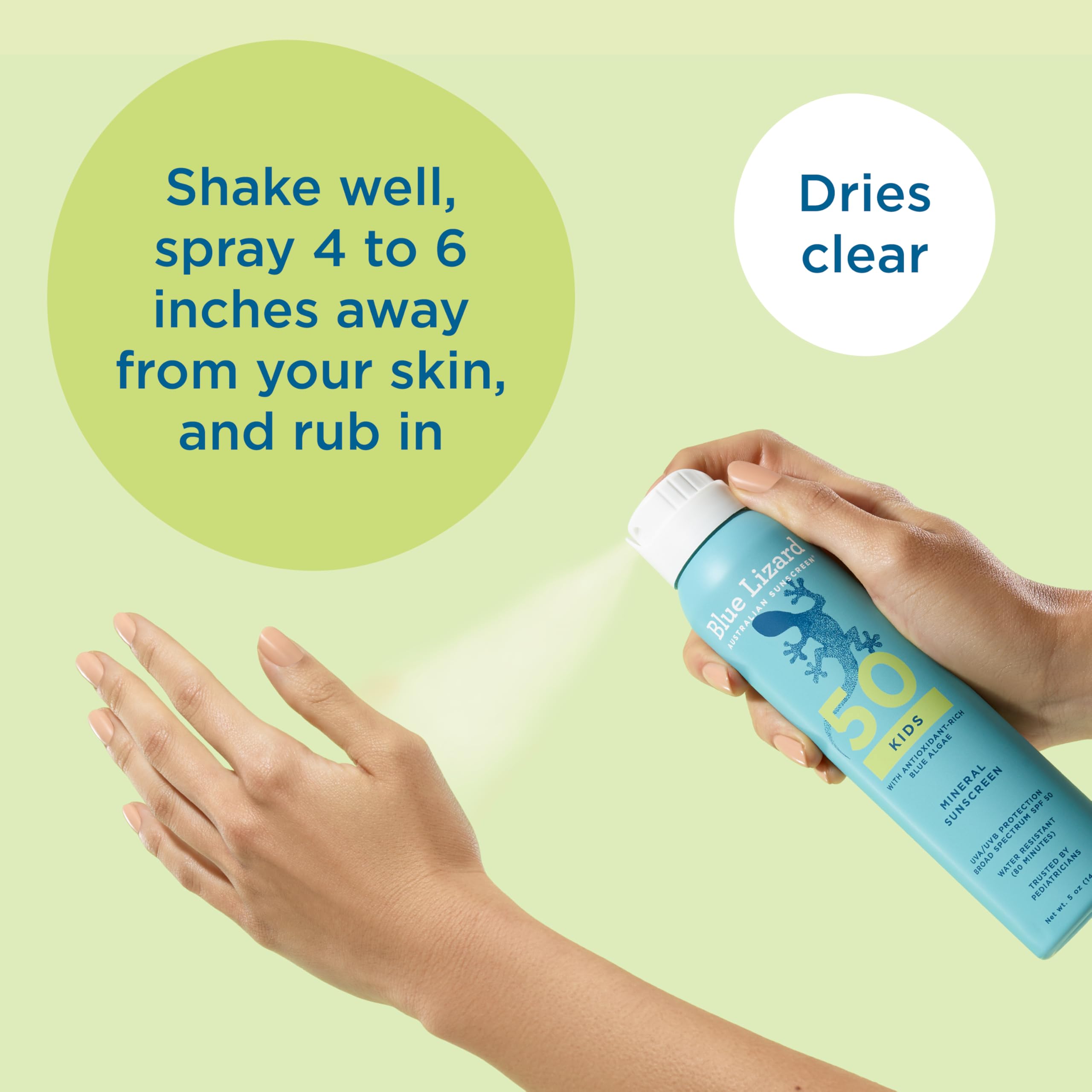 Blue Lizard mineral sunscreen dries clear and non-greasy on skin.