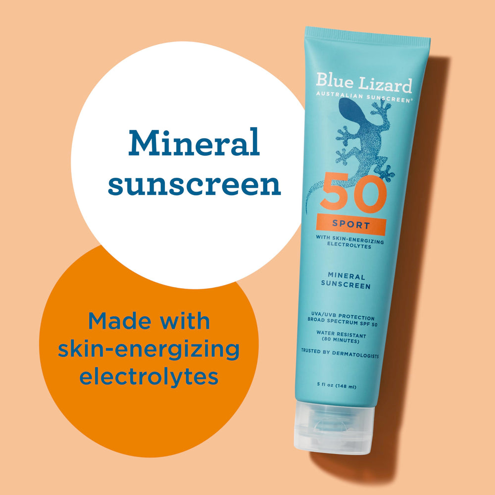 Blue Lizard Sport SPF 50 untinted lotion on dry skin