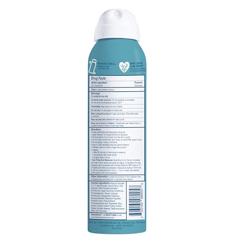 Blue Lizard Sport spray being applied for easy rub-in sunscreen.