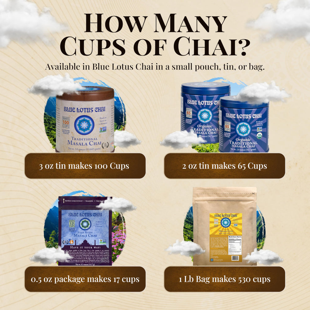 Blue Lotus Chai dissolves fully in liquid for a smooth cup