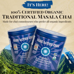 Blue Lotus Chai sixty-five cups graphic highlighting bulk servings