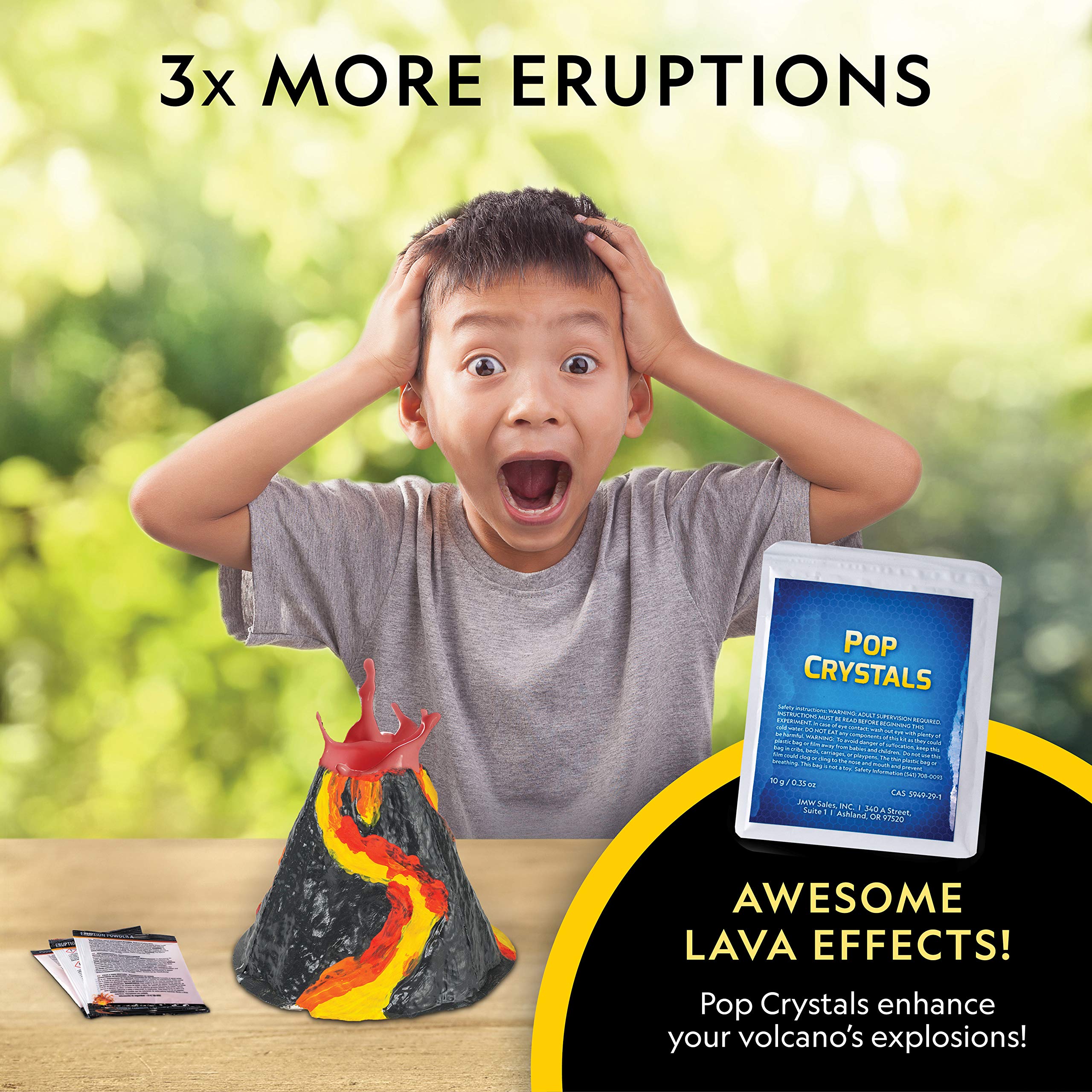 Blue Marble Volcano Kit pop crystals add exciting sound effects during eruptions.