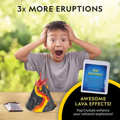 Blue Marble Volcano Kit pop crystals add exciting sound effects during eruptions.