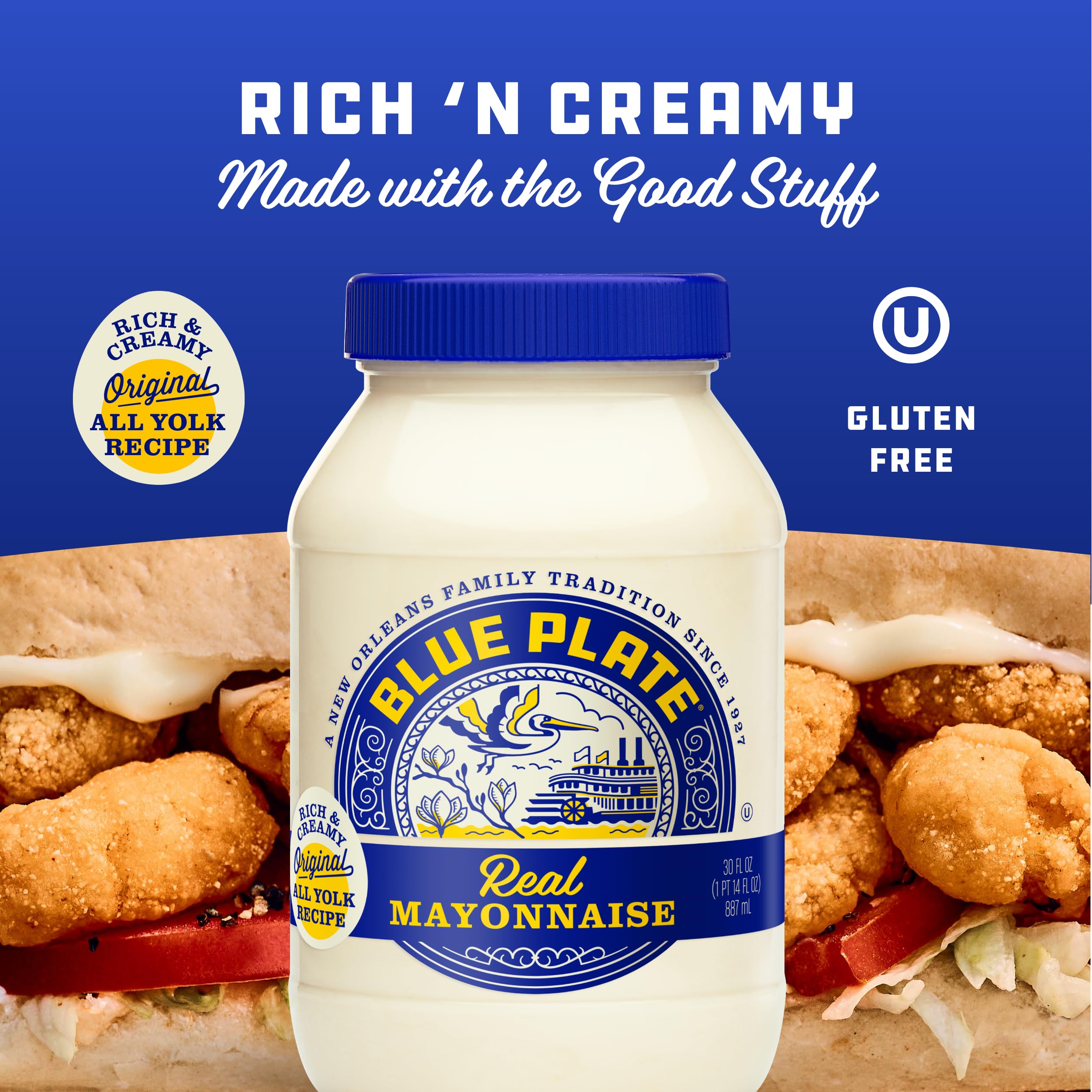 Blue Plate Real Mayonnaise on a burger adds rich texture