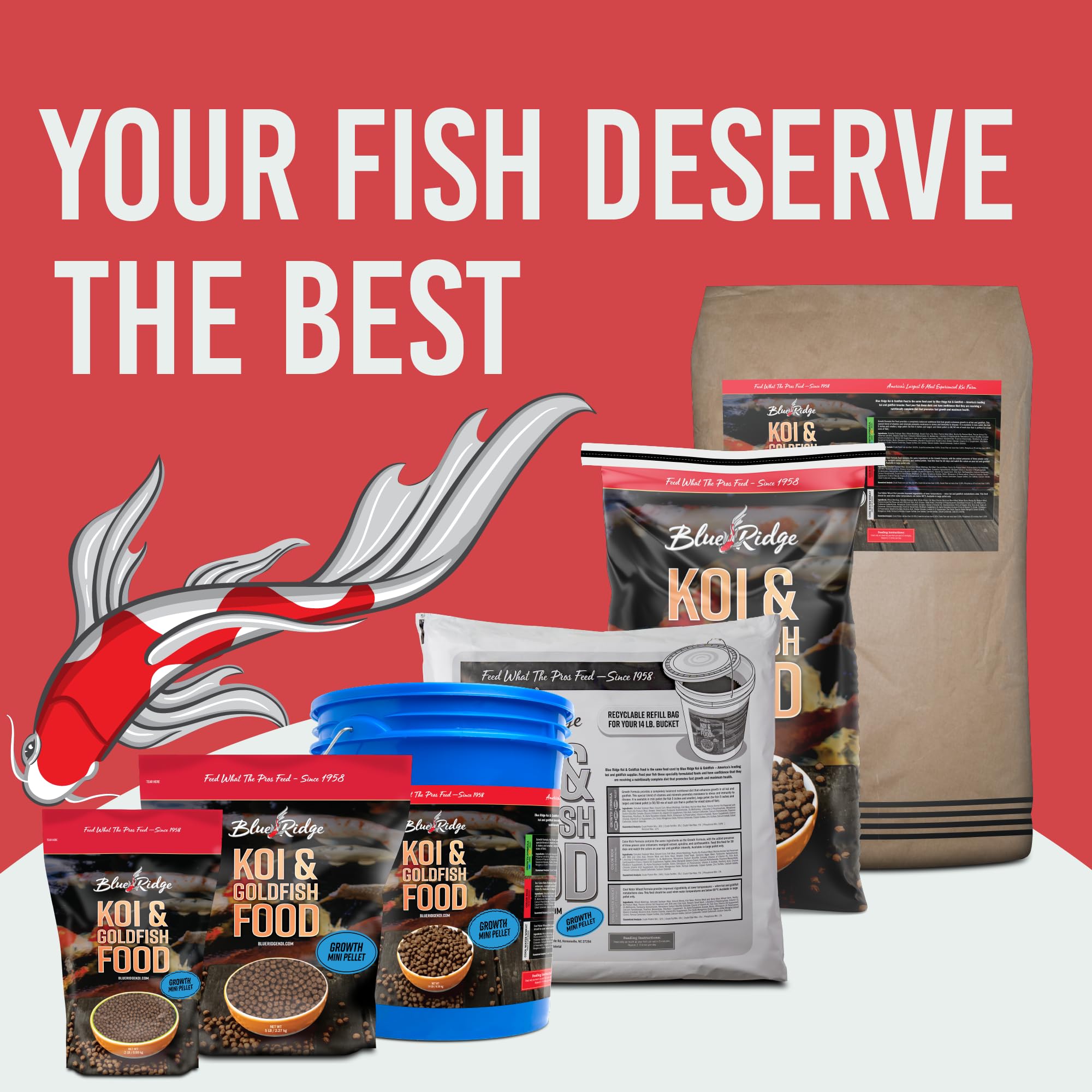 Blue Ridge Koi Food 2lb bag is compact and easy to store.