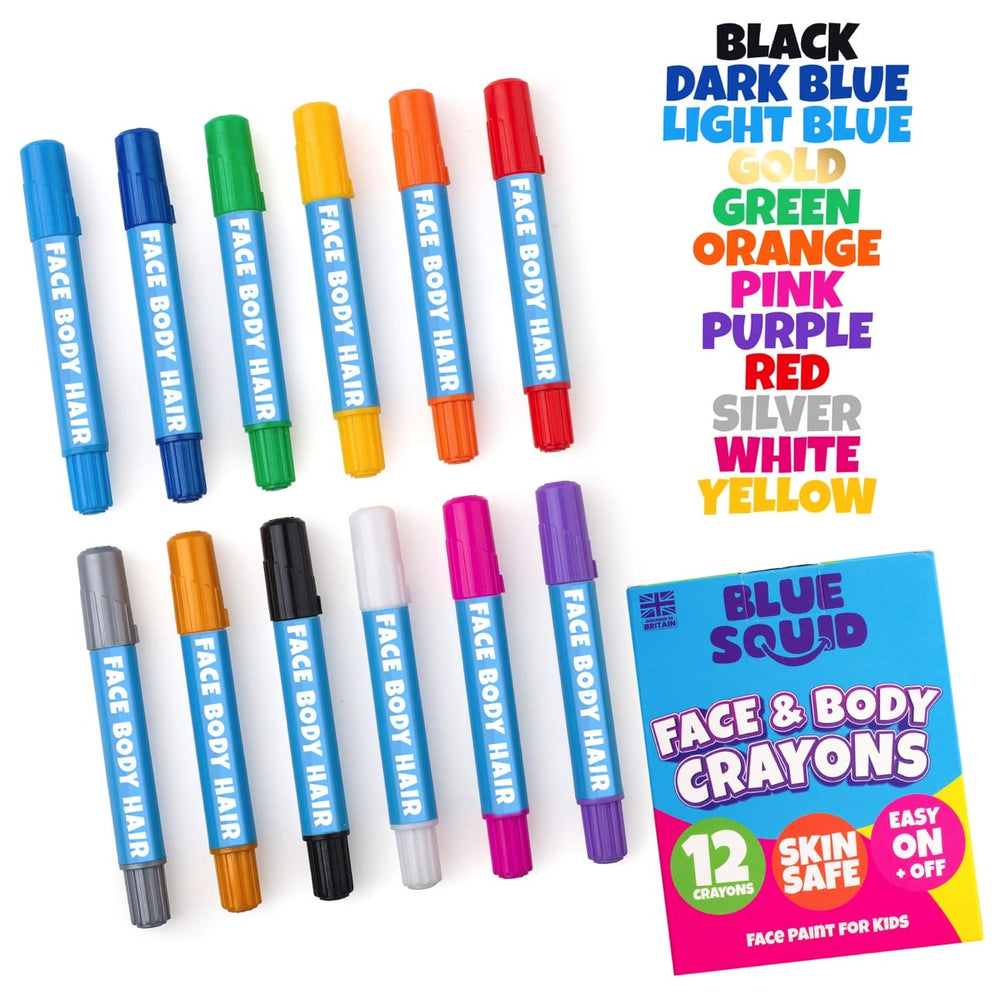 Blue Squid kids party face paint guide offers creative design ideas.
