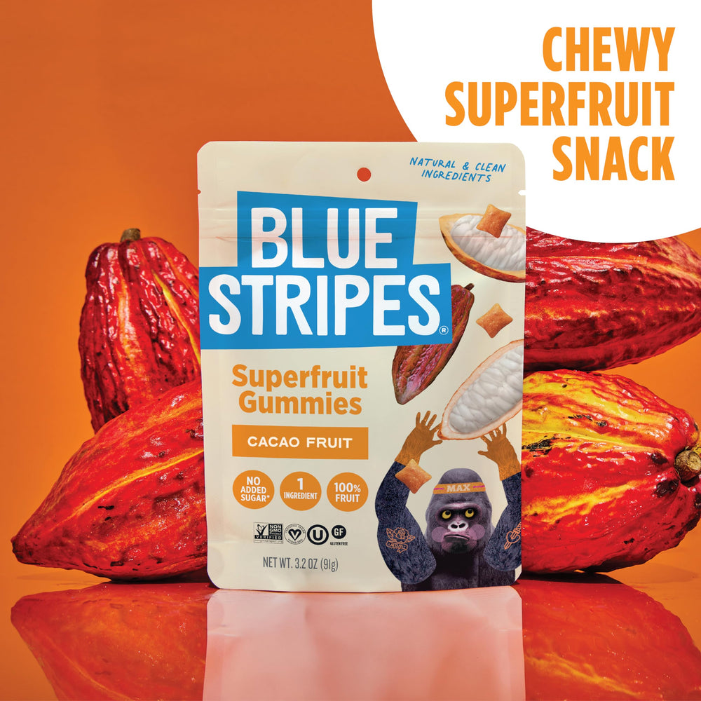 Blue Stripes Cacao Superfruit Gummies yogurt mix-in for a flavorful boost.