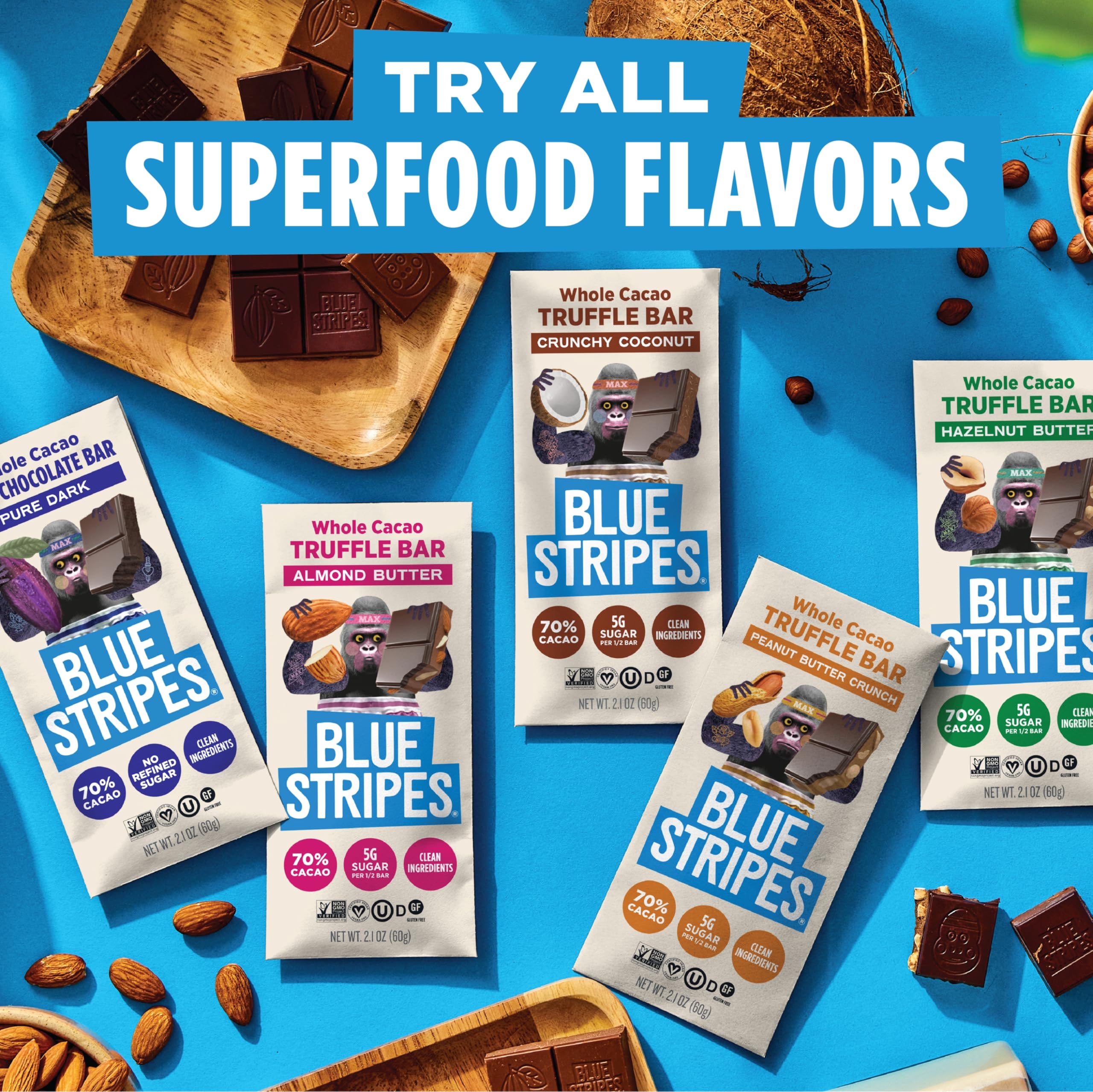 Blue Stripes on-the-go snack bar ready for gym or bag