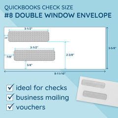Blue Summit Supplies 3 5/8 x 8 11/16 envelope fits standard checks and vouchers.