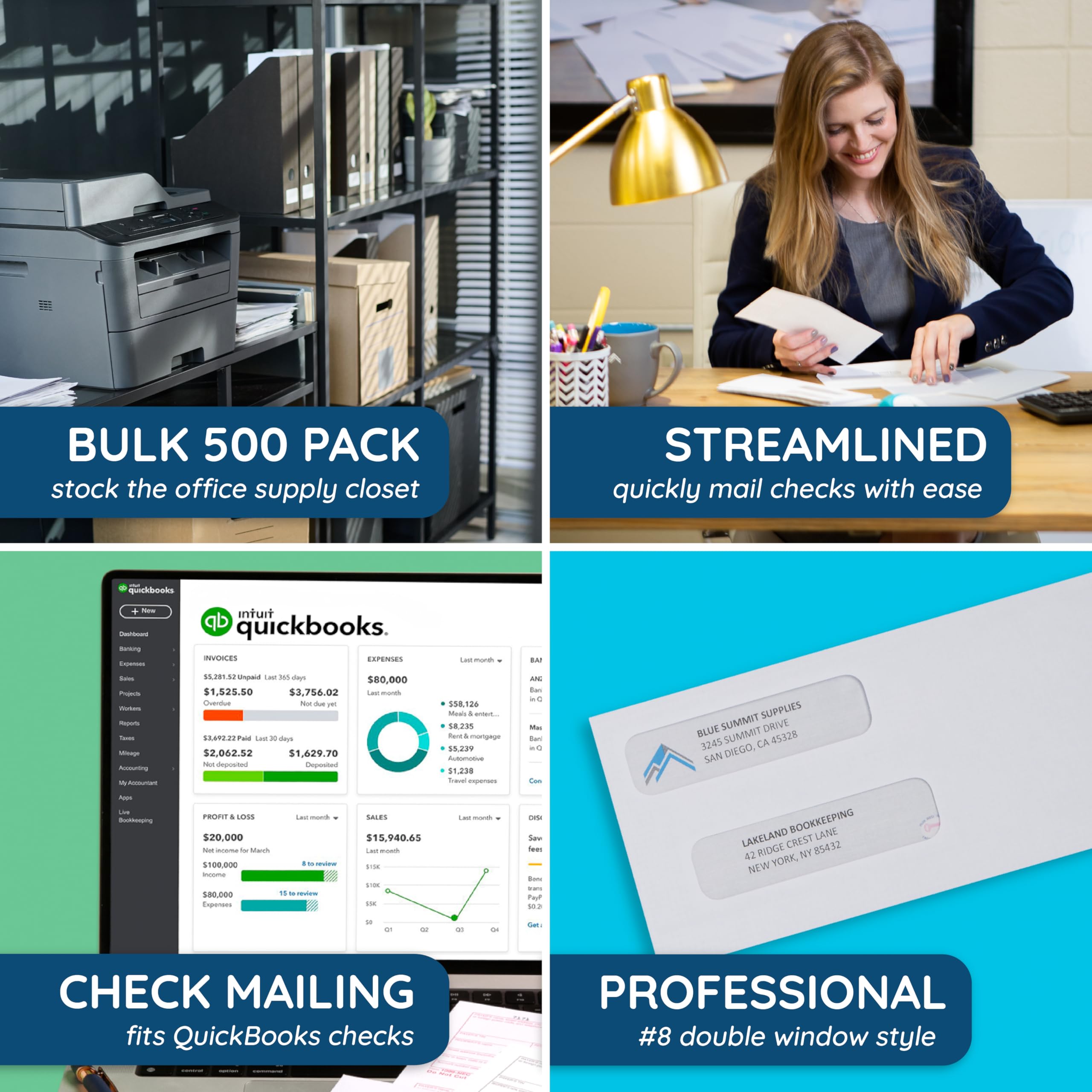 Blue Summit Supplies security tinted window envelopes conceal sensitive details during USPS processing.