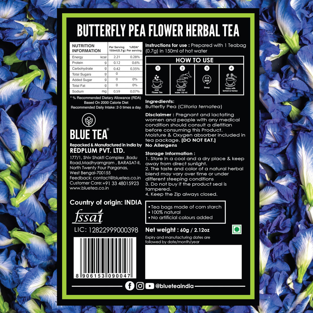 Blue Tea butterfly pea flowers on farm ready for natural brewing