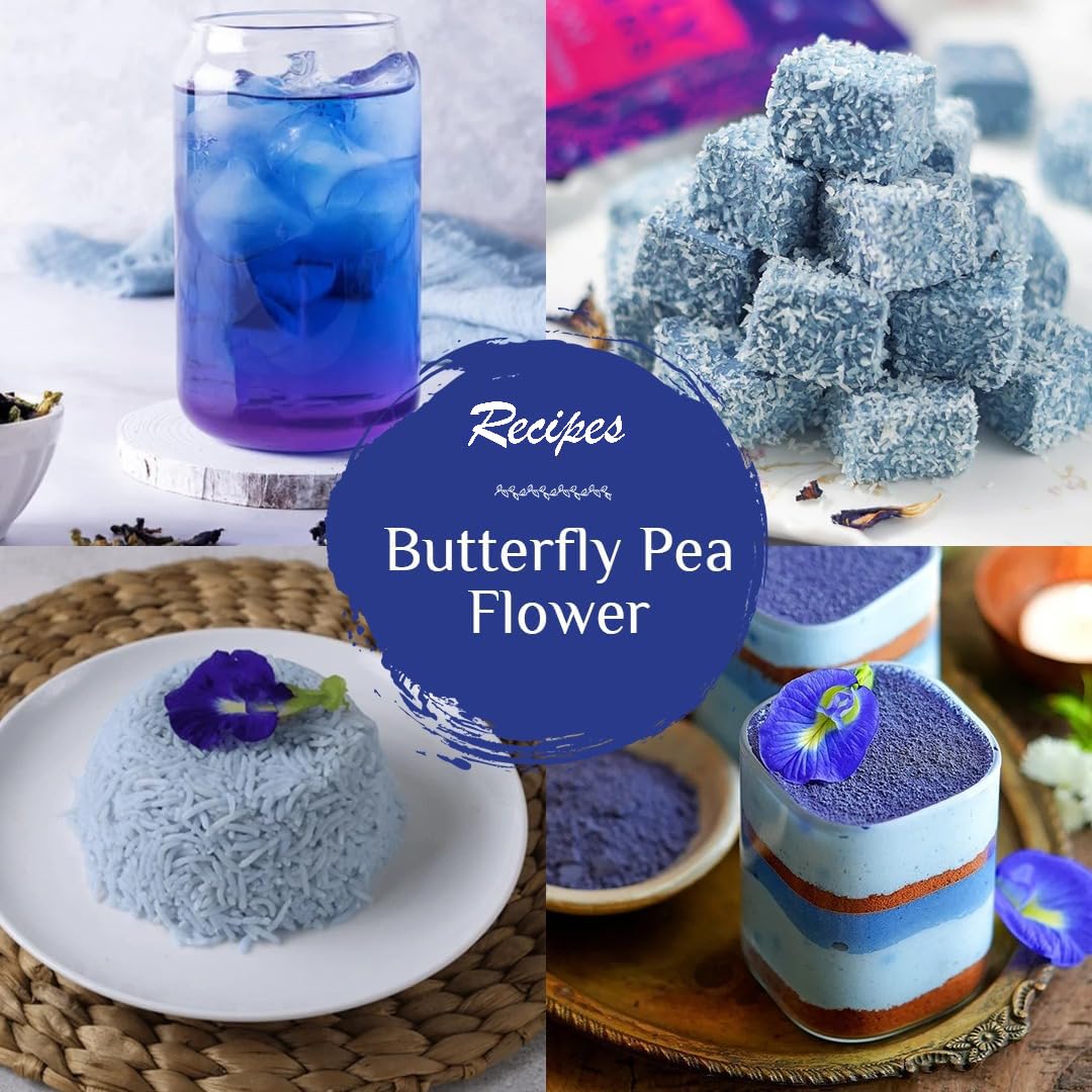 Blue Tea butterfly pea mocktail creation with bright blue hue