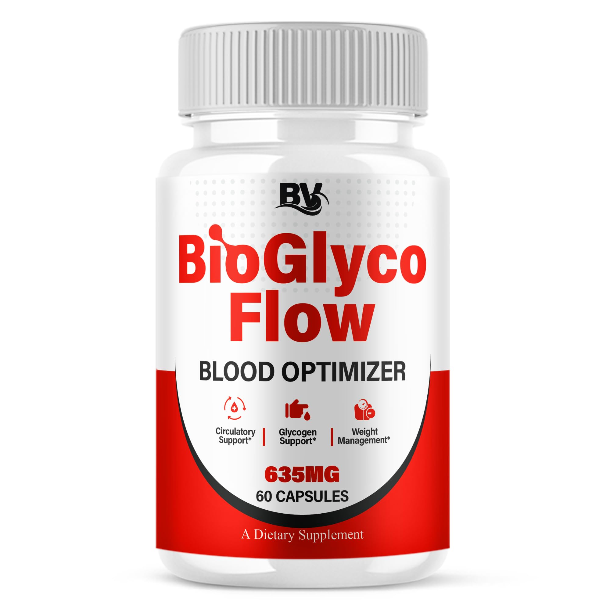 BLUE VIBE BioGlyco Flow bottle-front view supports daily wellness planning.