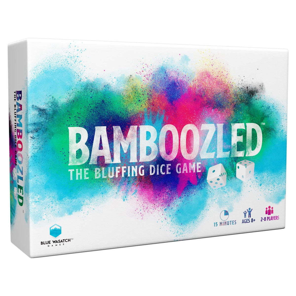 Blue Wasatch Games Bamboozled dice in action for quick bluffing fun