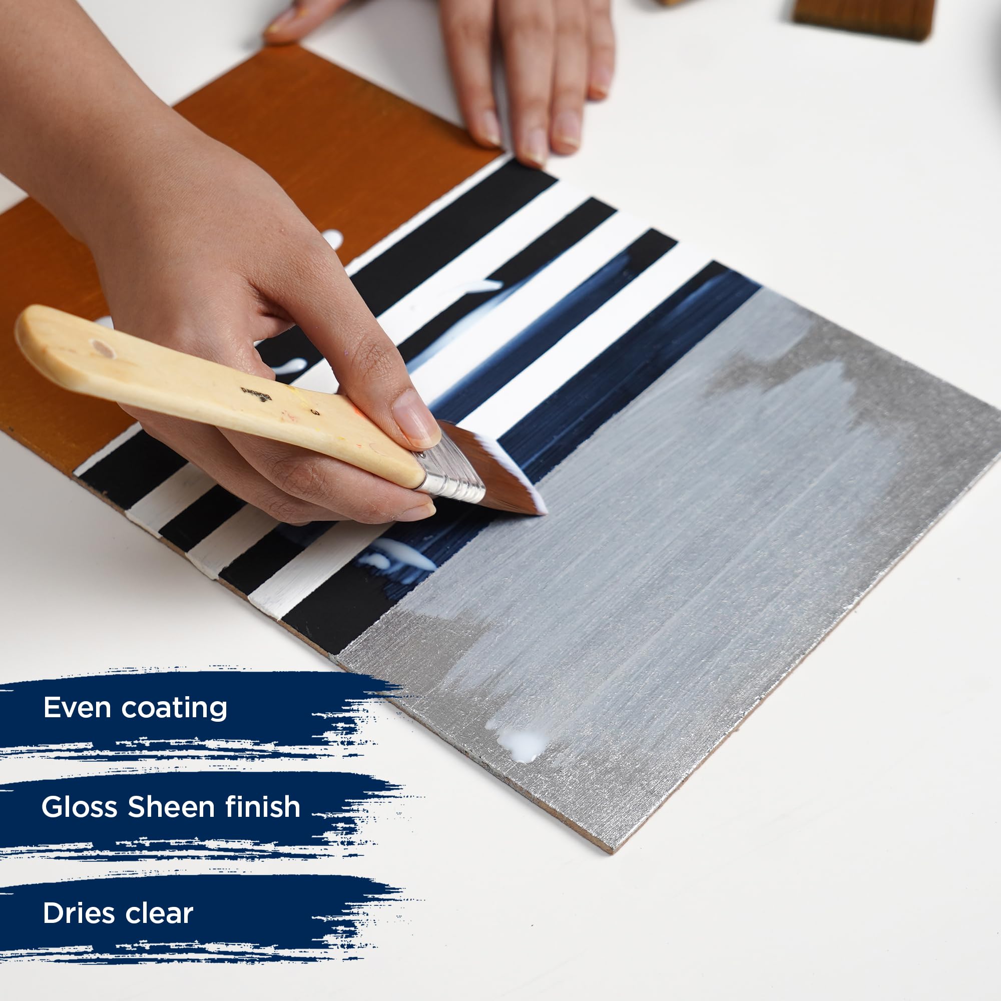 Bluebird Signature Gloss Varnish on-wood demonstrates versatile surface compatibility and finish.