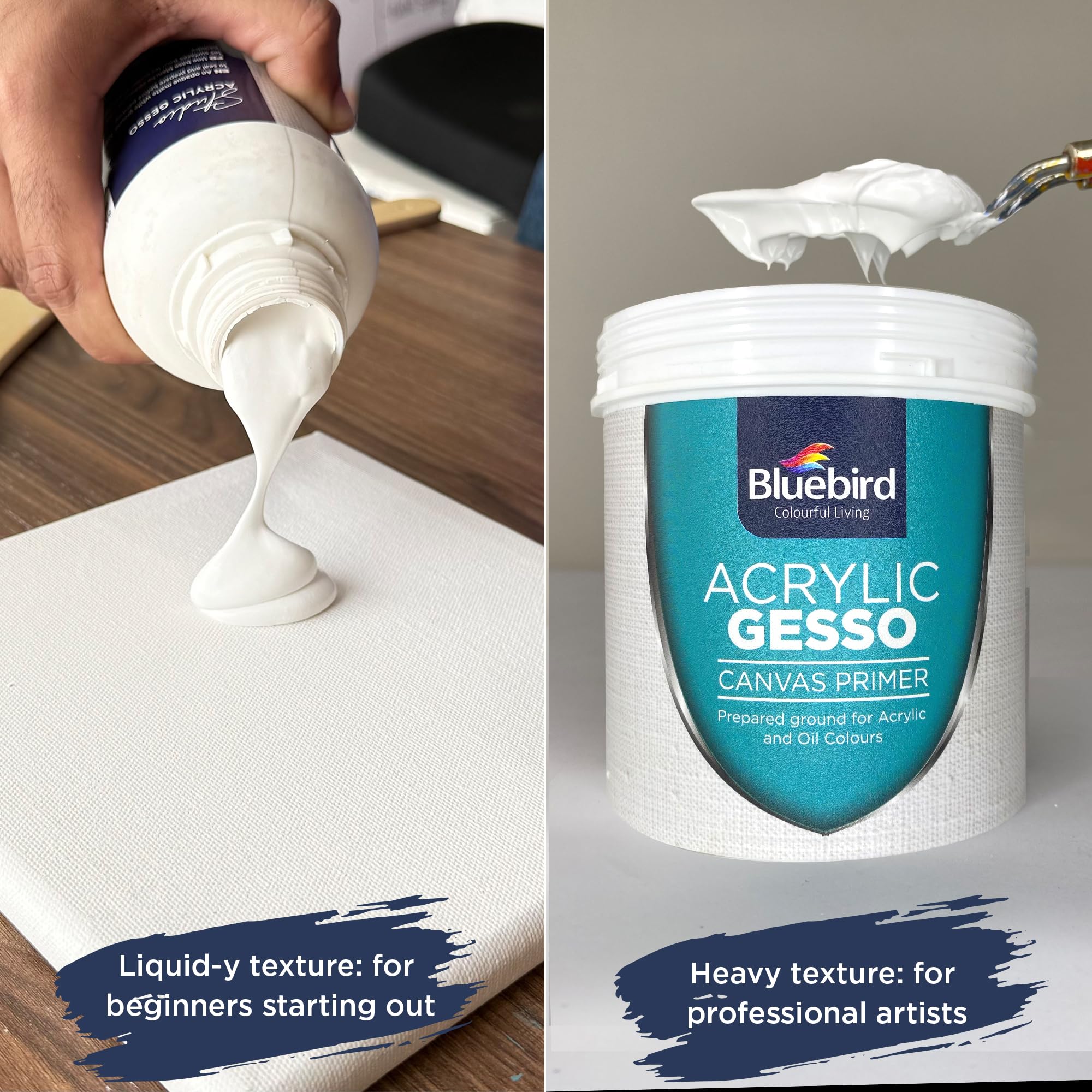 BLUEBIRD packaging opened, base for vibrant acrylic colors