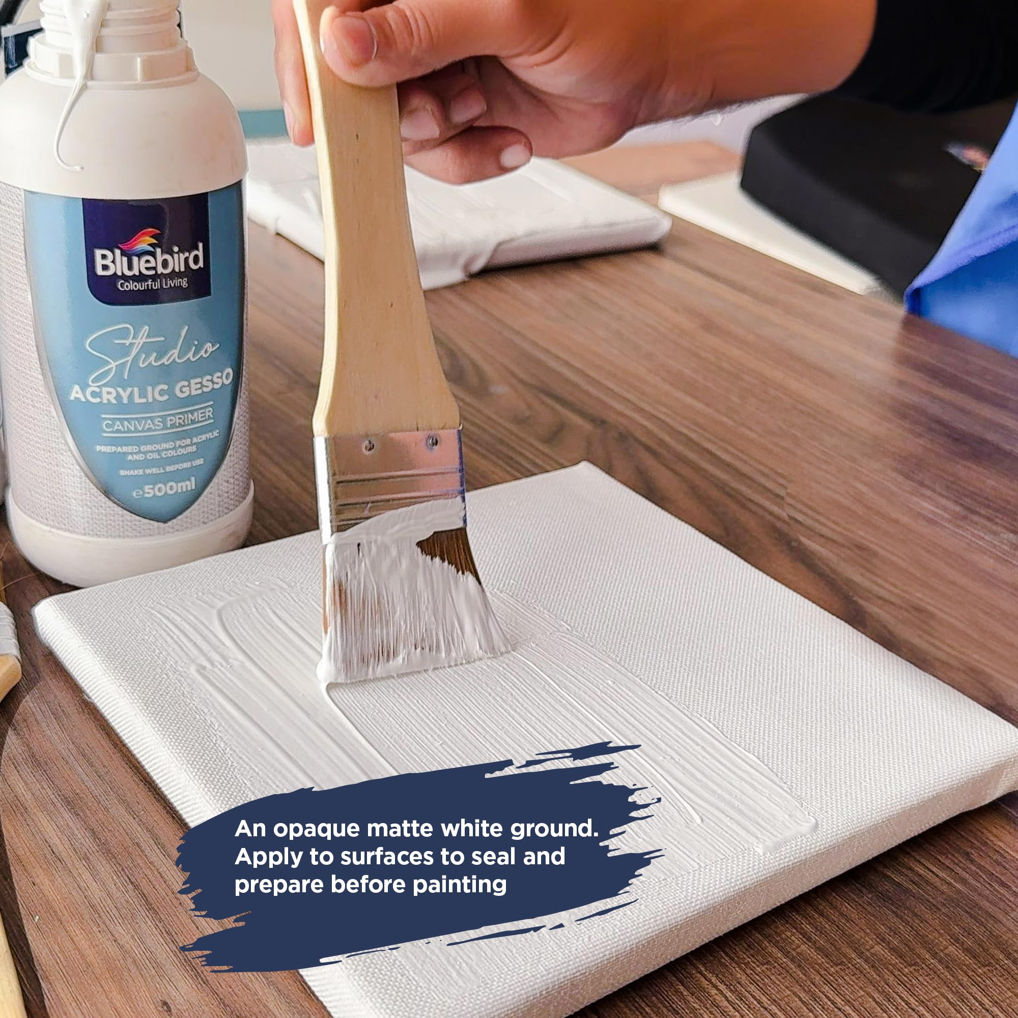 Texture swatch shows smooth surface ready for multiple acrylic layers
