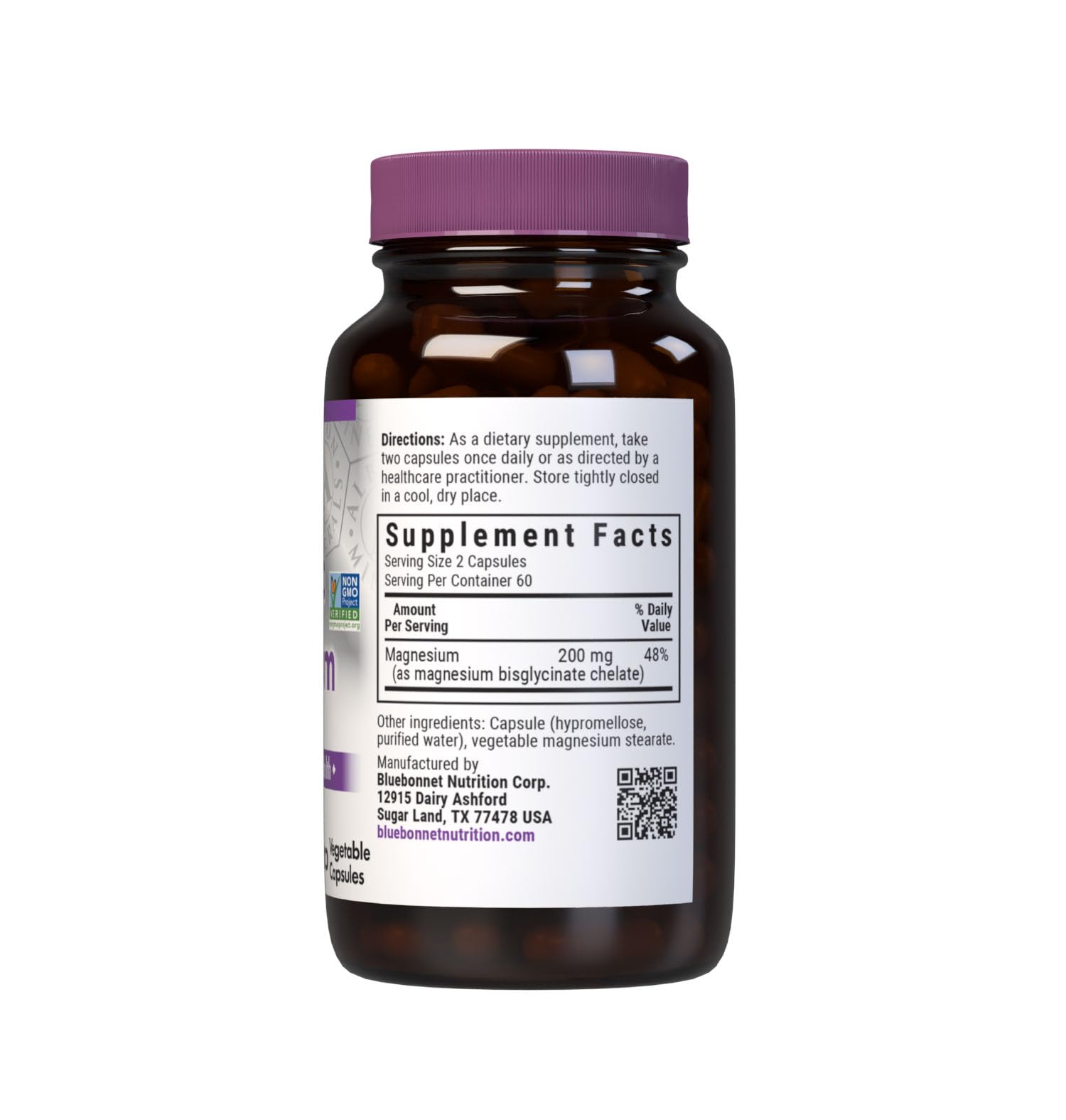 BlueBonnet Albion magnesium capsules closeup highlighting chelated form
