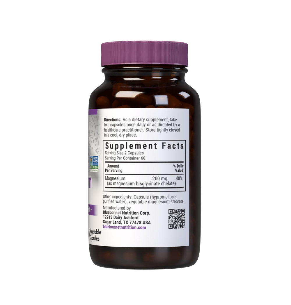 BlueBonnet Albion magnesium capsules closeup highlighting chelated form