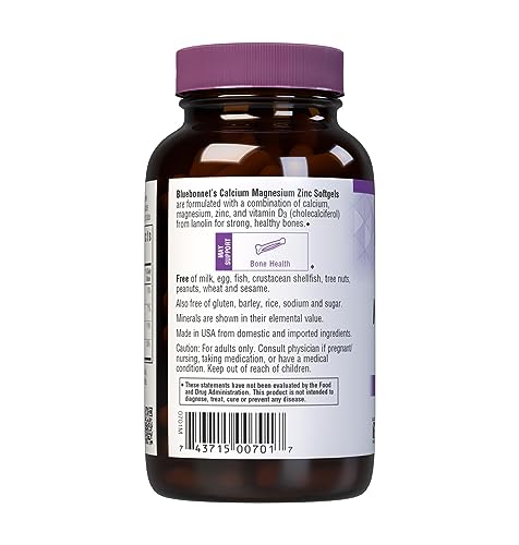 BlueBonnet Nutrition label close-up showing calcium magnesium zinc and D3