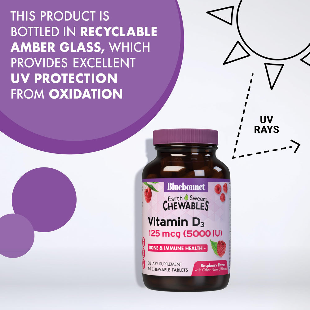 Bluebonnet D3 raspberry chewables are convenient for on-the-go wellness.