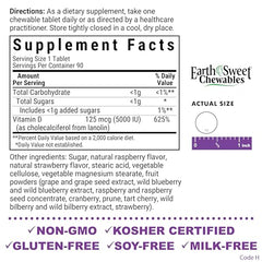 Bluebonnet D3 5000 IU raspberry chewables close-up on the label supports immune health.