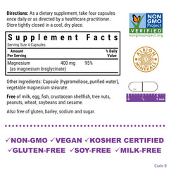 BlueBonnet Magnesium Glycinate 400mg capsules showcased for easy daily supplementation