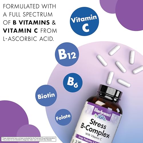BlueBonnet Stress B-Complex label—clear nutrition details for informed use.
