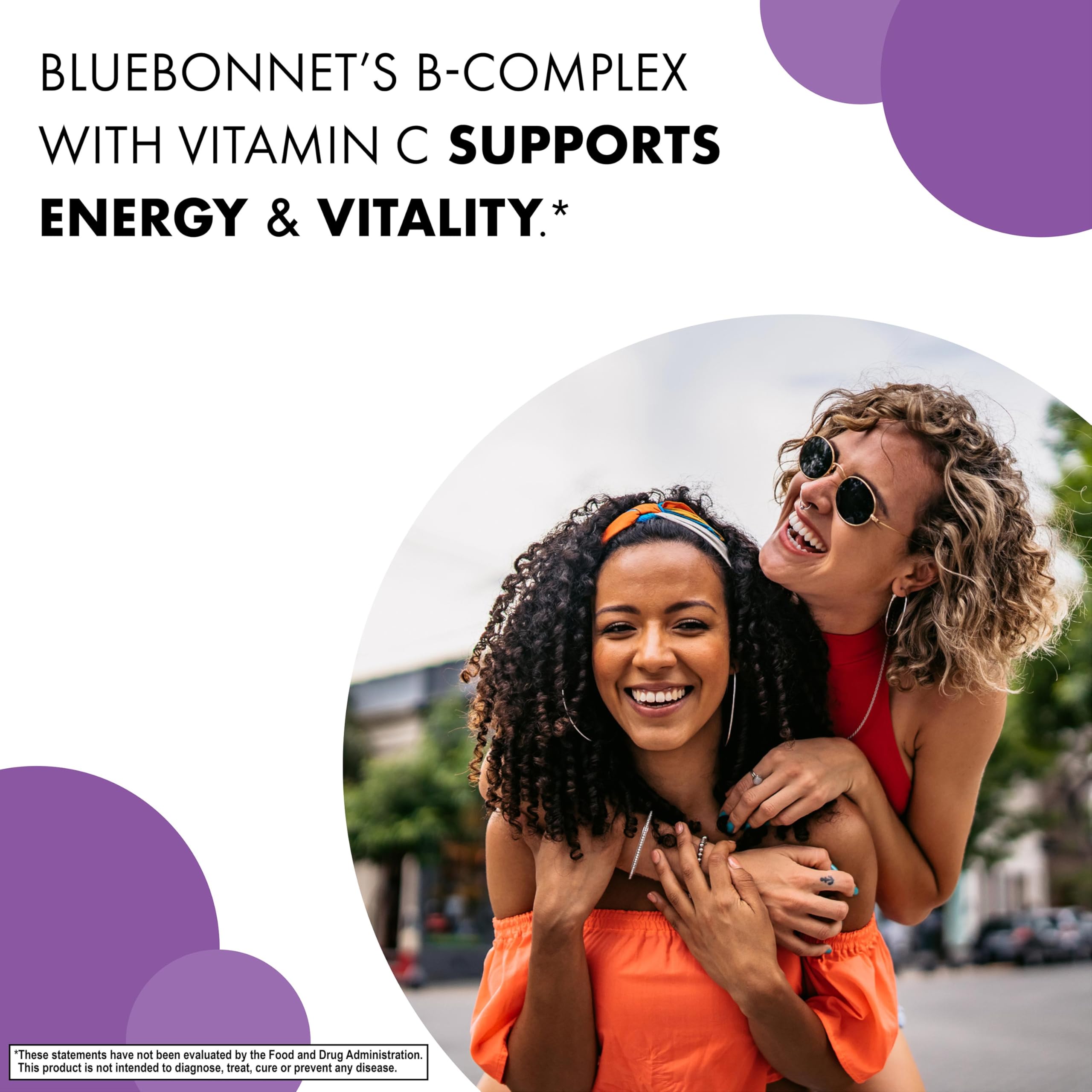 BlueBonnet Stress B-Complex vegan badge—dairy-free and allergen-conscious.