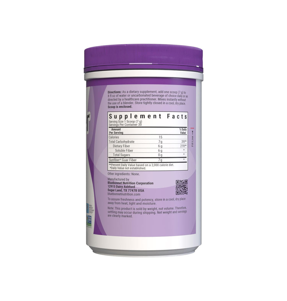 BlueBonnet Sunfiber unflavored powder ready to mix in beverages