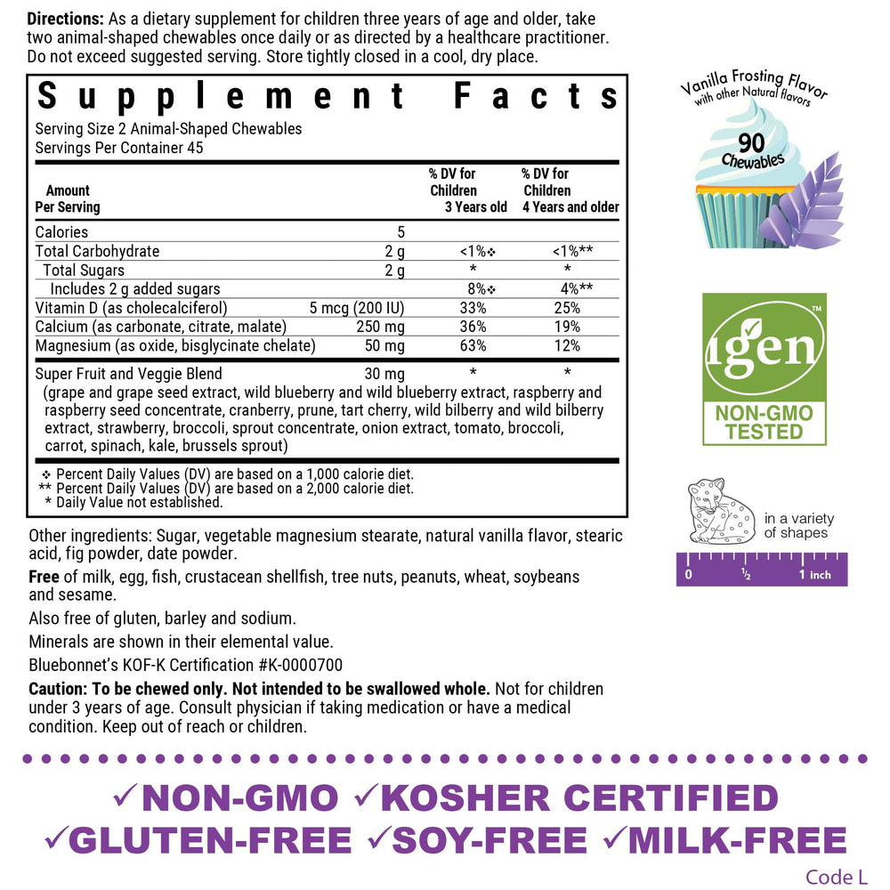 BlueBonnet Super Earth Animalz bottle shows a kid-friendly vanilla snack