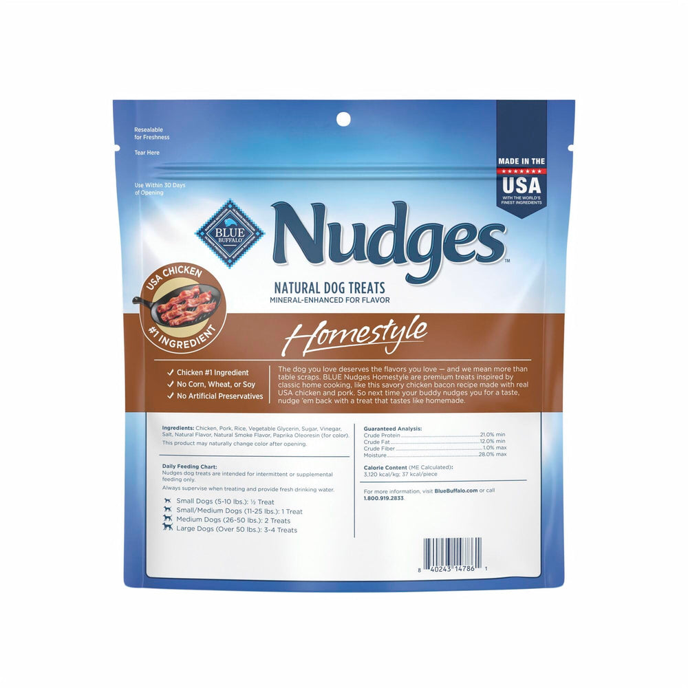 Blue Buffalo Nudges real chicken first emphasizes peak flavor and protein for dogs