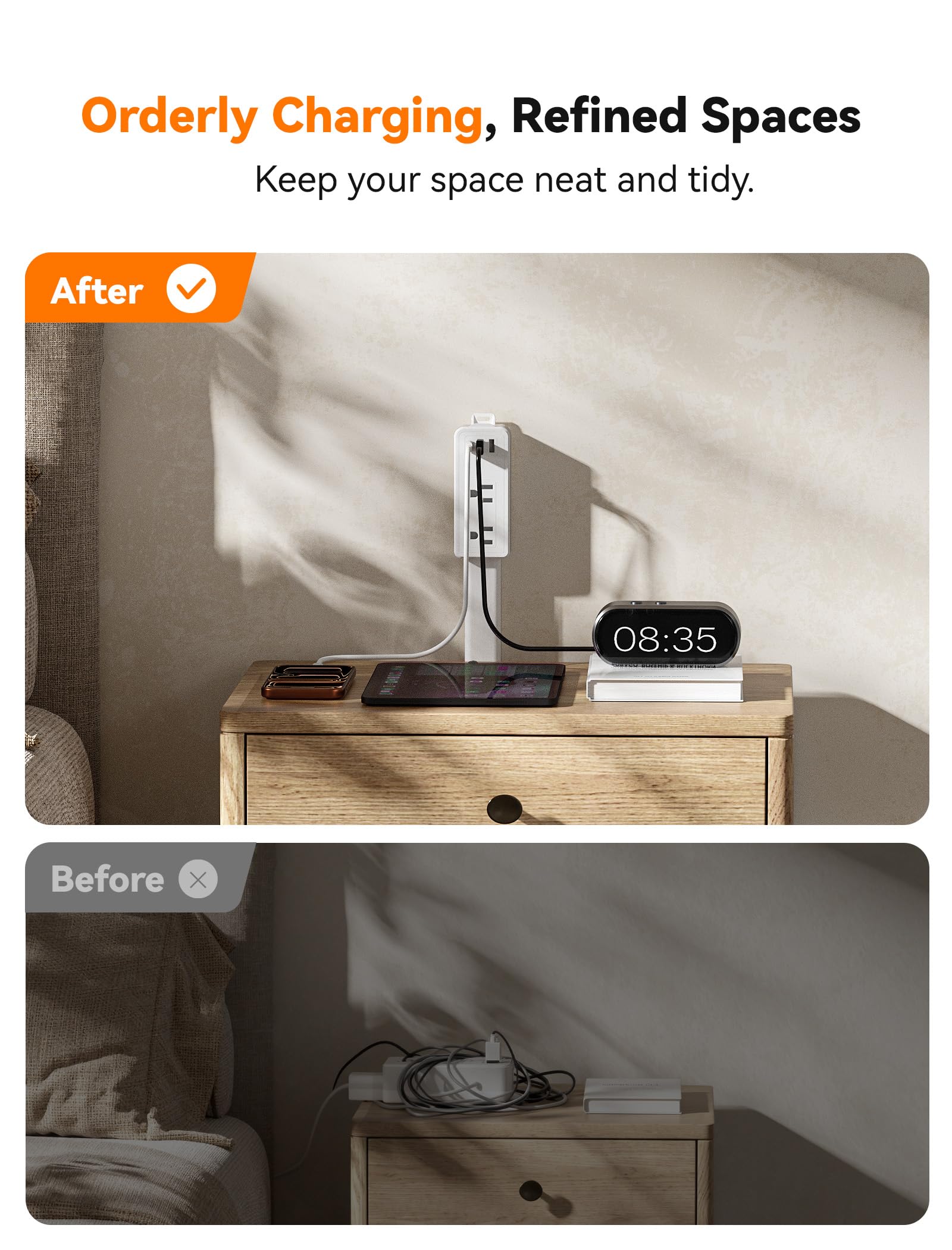 Blueera outlet extender provides two AC outlets for larger devices.