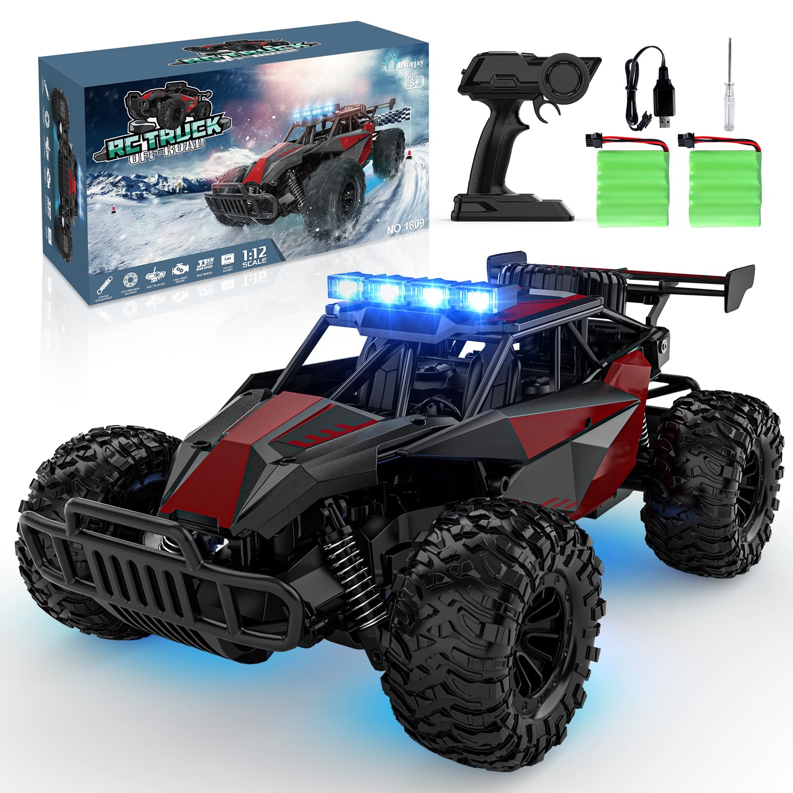 BLUEJAY remote control car speed focus, showcases fast acceleration for outdoor fun.