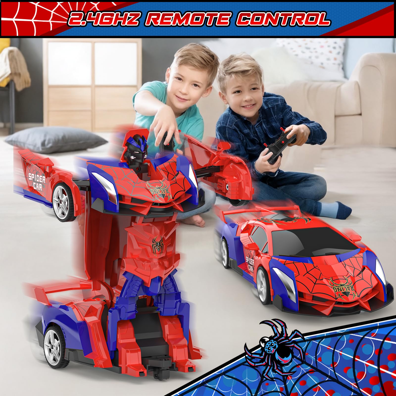 BLUEJAY Transform RC Car rotation-demo captures 360° turning for exciting stunts.
