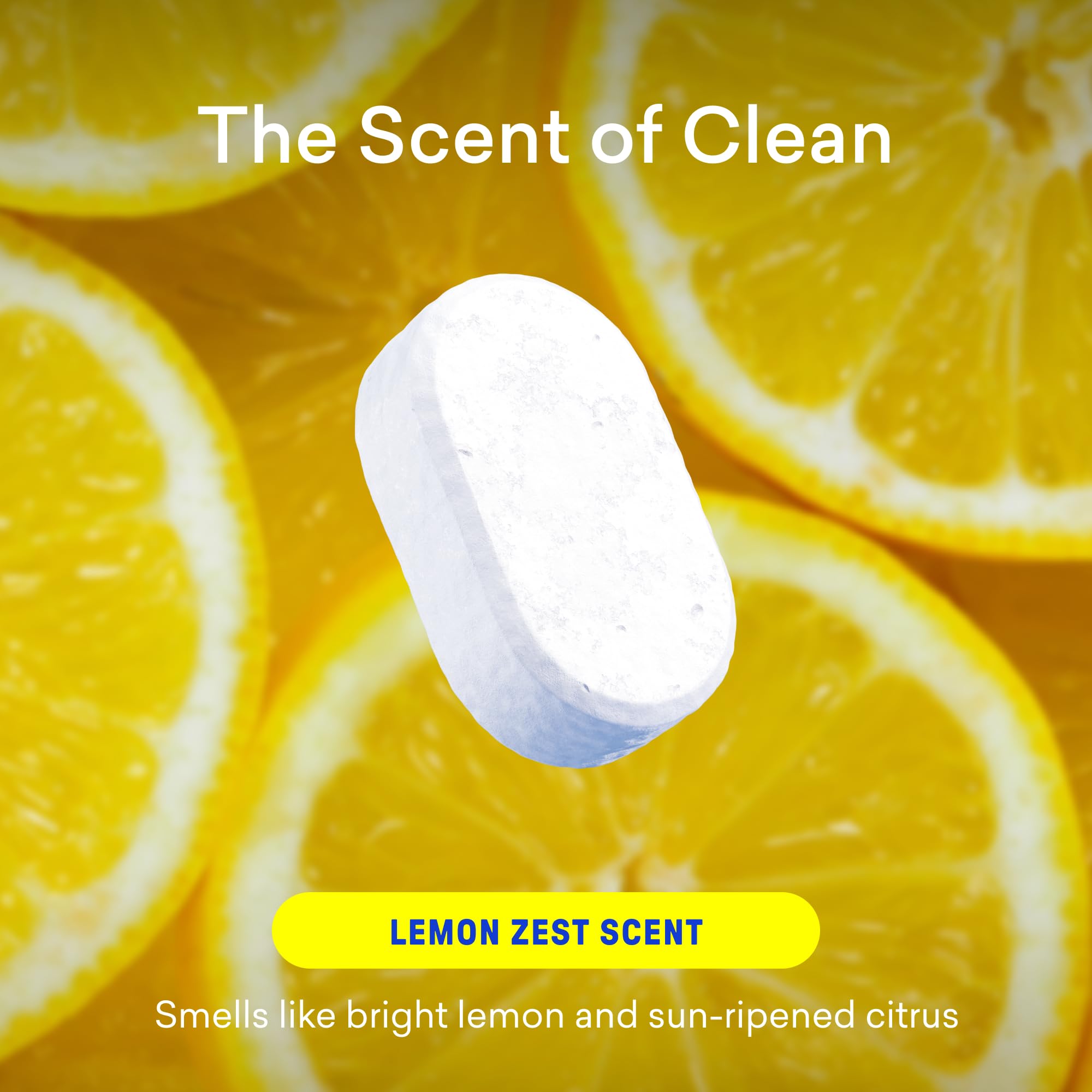 BLUELAND tablets removing grime from stained dishes.