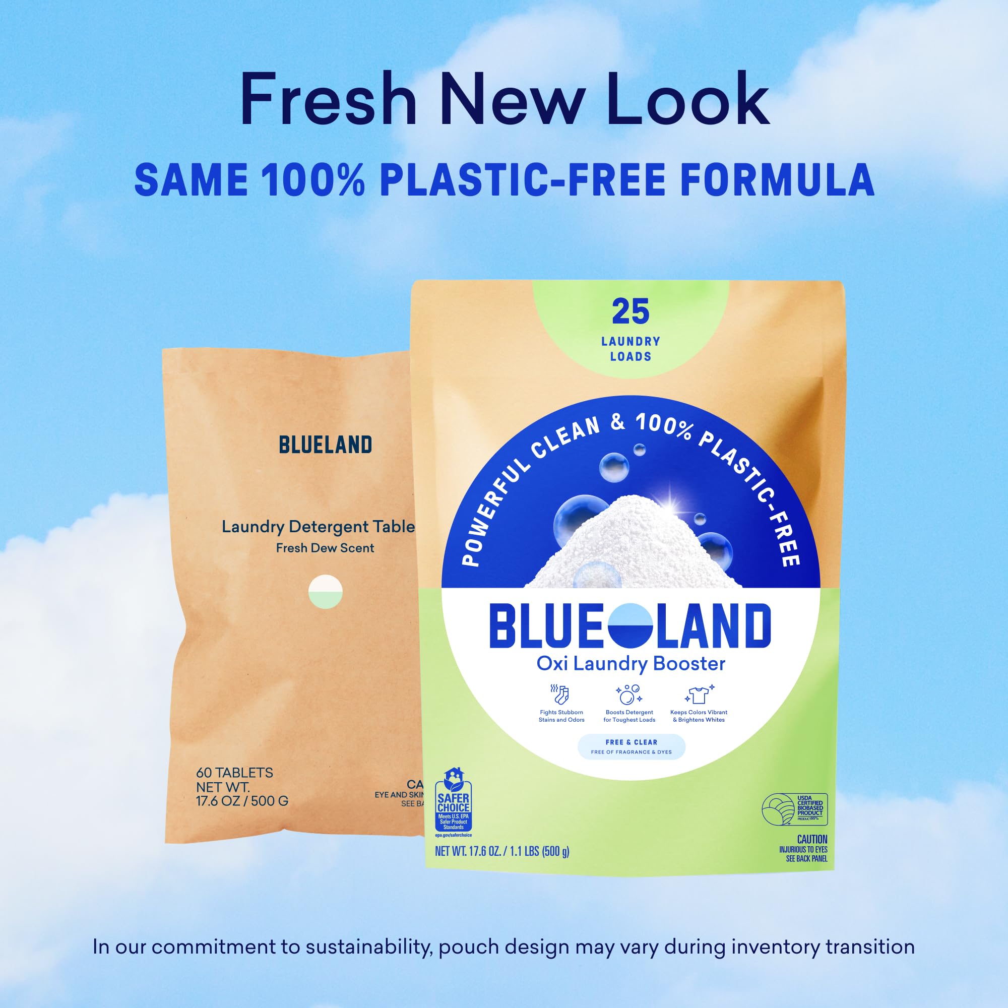 BLUELAND Oxi Laundry Booster free and clear option offers fragrance-free cleaning power.